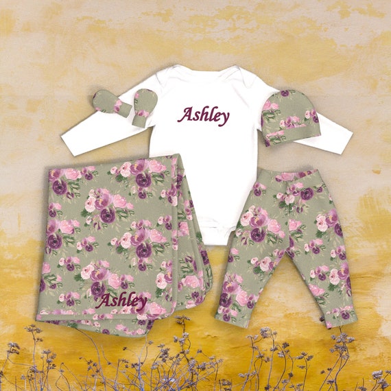 Vintage Floral Swaddle Set Personalized Coming Home Outfit Etsy