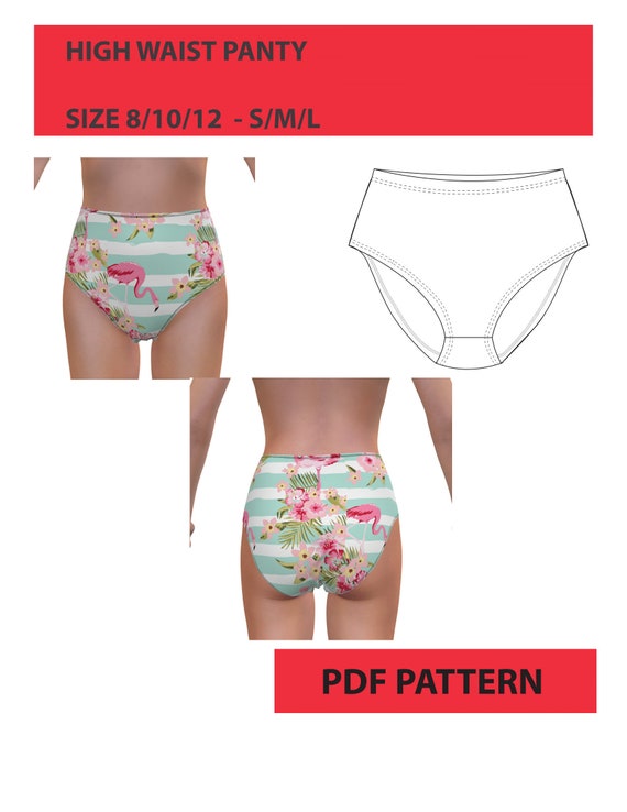 Underwear Panties Sewing Pattern, Instant Download Lingerie Pdf Pattern,  High Waist Panties Pdf Sewing Pattern, Instant Download Pattern 