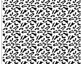 Imprimé animal noir et blanc, tissu imprimé, tissu jersey élasthanne, coton imprimé élasthanne, cadeau de belle-mère, tissu léopard