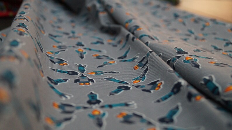 Cotton Fabric Sewing Grey Base Stretch Fabric Jersey Cotton Lycra Rocket Design Kids Fabric Grey Fabric Gray Rocket Jersey