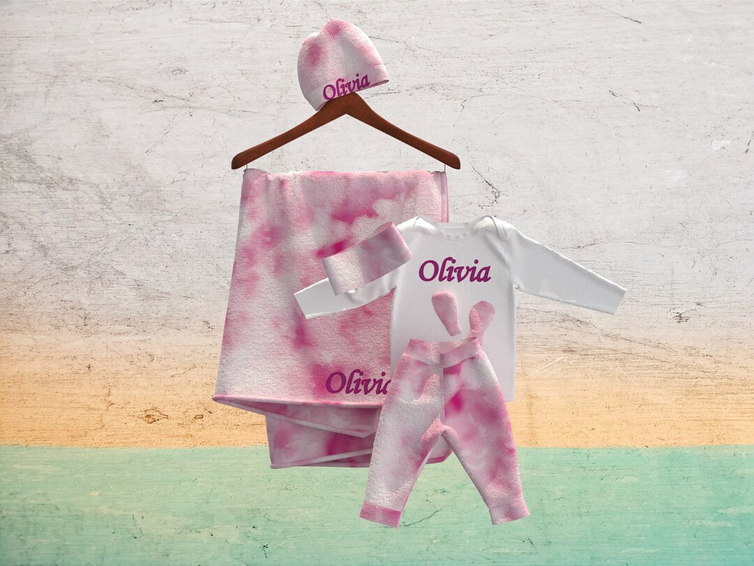 Blue Floral Swaddle Set Personalized Coming Home Outfit Etsy