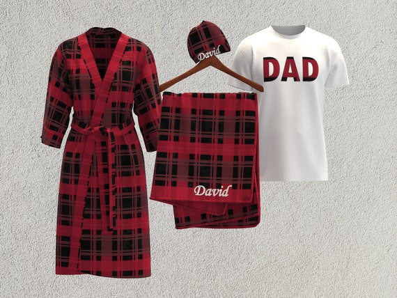 Buffalo plaid robe and swaddle set hotsell