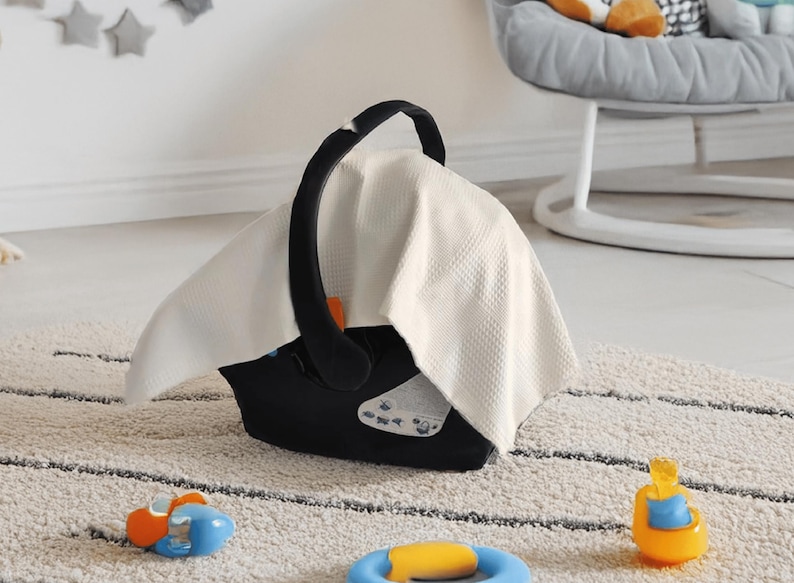 Personalized White Baby Car Seat Cover and Cushion Optional Organic