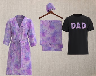 Purple Violet Ombre Tie Dye Robe Swaddle Set,  Swaddle Blanket Hospital Set, Maternity Robe, girl coming home,  girl Gift Set