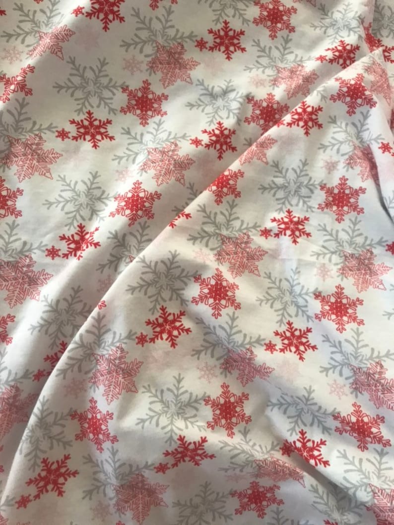 Christmas Fabric Jersey Fabric New Year Snowflake Stretch Etsy