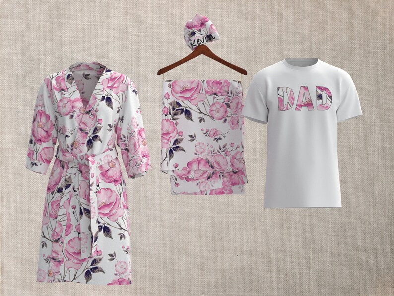 Pink Floral Labor Matching Robe and Swaddle Set Newborn Etsy