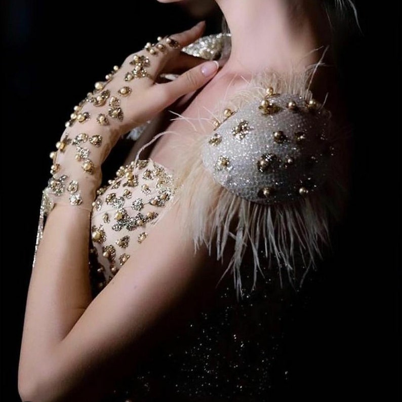 Prom Dresses Fabric Leopard Glitter Tulle Fabric Gold Glitter Lace Tulle with Pearls for Evening Gowns Bridal Tulle Gold Pearls Tulle