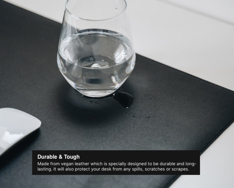 ULX Quality Vegan Leather Desk Mat Black Etsy