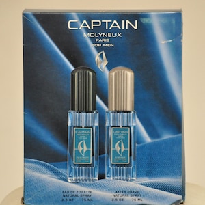 Molyneux Paris Captain For Men Box 1  Eau de Toilette Edt 75ml 1 After Shave 75ml Spray 2.5 Fl. Oz. Perfume For Men Rare Vintage Old 1994