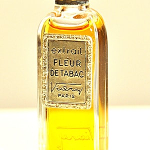 Viary Paris Fleur de Tabac 7 ml Extracto de perfume Splash para mujer, perfume vintage muy raro de la década de 1930.