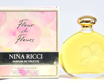 Nina Ricci Fleur de Fleurs Parfum de Toilette 50ml 1.7 Fl. Oz. Flacon Lalique Splash Perfume for Woman Rare Vintage 1982