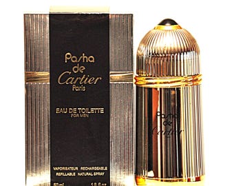 Cartier Pasha de Cartier Eau de Toilette para hombre Edt 50 ml Perfume recargable en spray para hombre, muy raro, vintage, primera versión de 1992