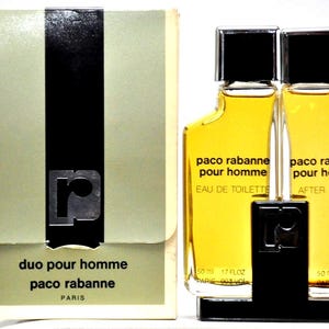 Paco Rabanne Pour Homme Duo 1 Eau de Toilette Edt 50 ml + 1 Après-Rasage 50 ml No Spray Splash Parfum Homme Rare Vintage 1973