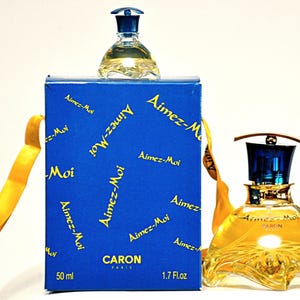 Caron Aimez-Moi Eau de Toilette Edt 50 ml Spray + 3 ml Miniatura Splash sin Spray Perfume de Mujer Raro Vintage 1996 Nuevo Como en la Foto