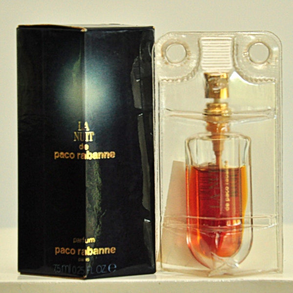 Paco Rabanne La Nuit de Paco Rabanne reines Parfum 7,5 ml Aufladen Vaporisateur de Sac Parfüm Frau seltene Vintage 1985