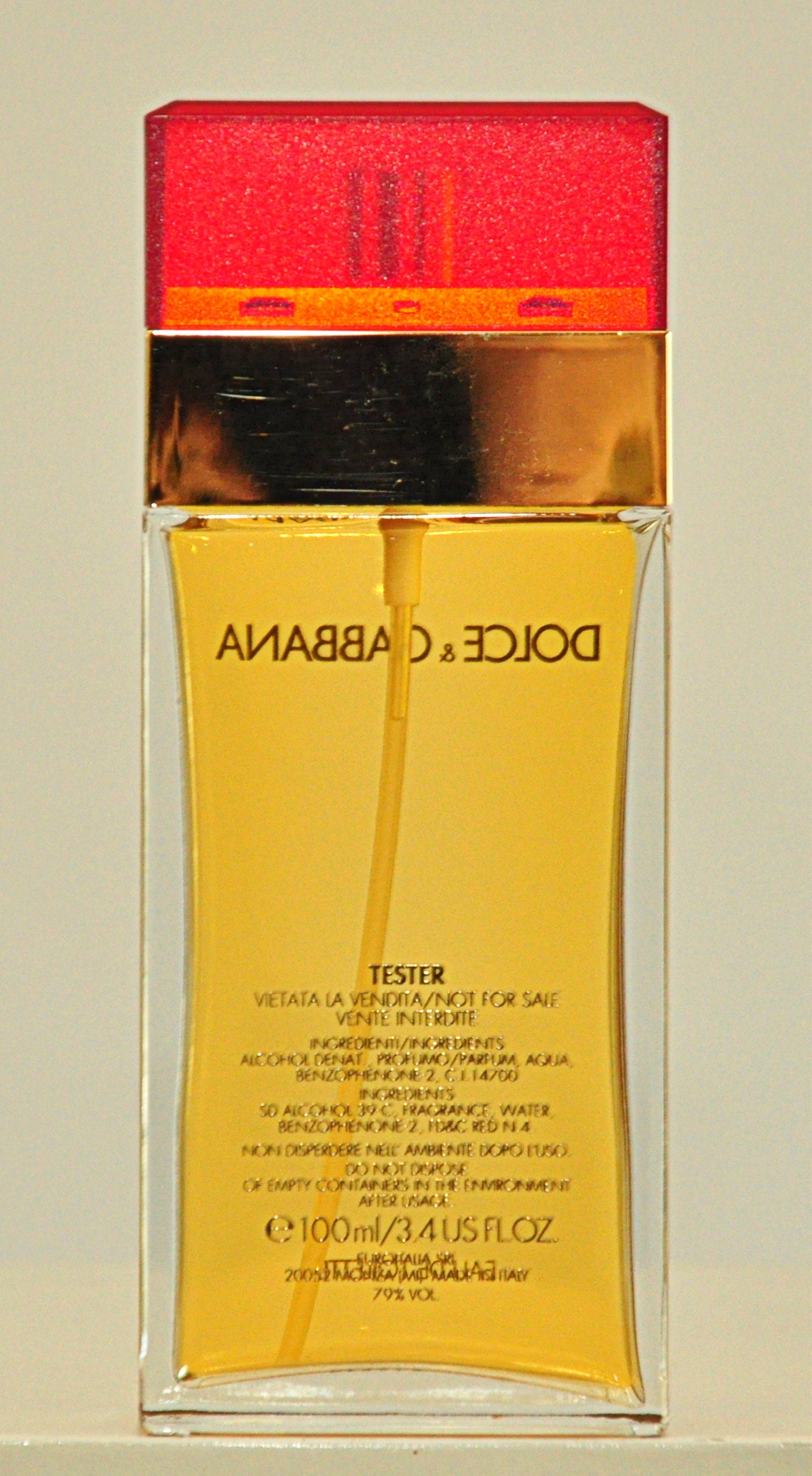Dolce Gabbana Classic Red Eau De Toilette Edt 100ml Fl. Oz. 3.4
