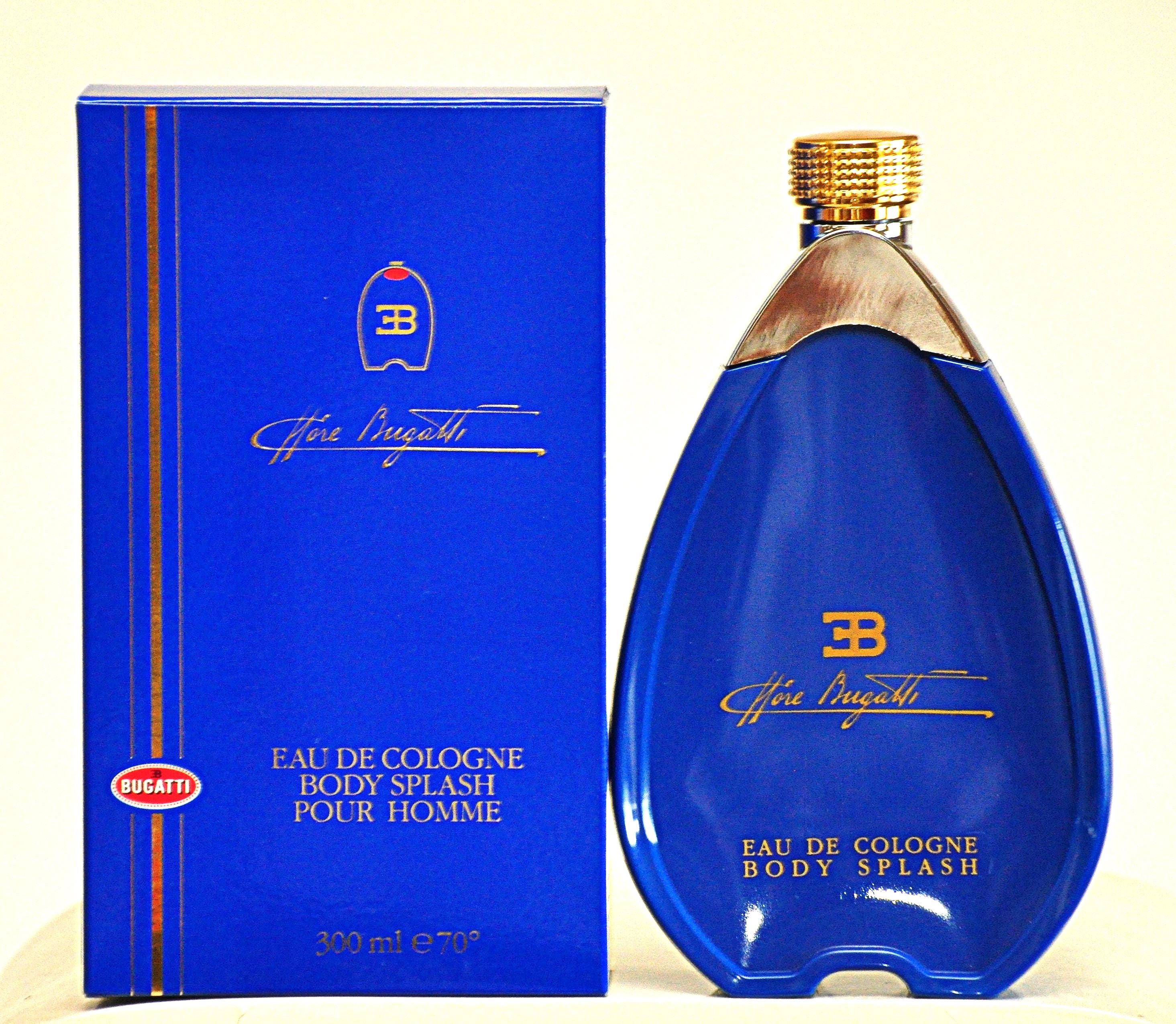 Ettore Bugatti Eau De Cologne Body Splash Pour Homme 300ML 10 Fl. Oz. No Spray Perfume for Men Rare Vintage Old 1993 Full About 90%