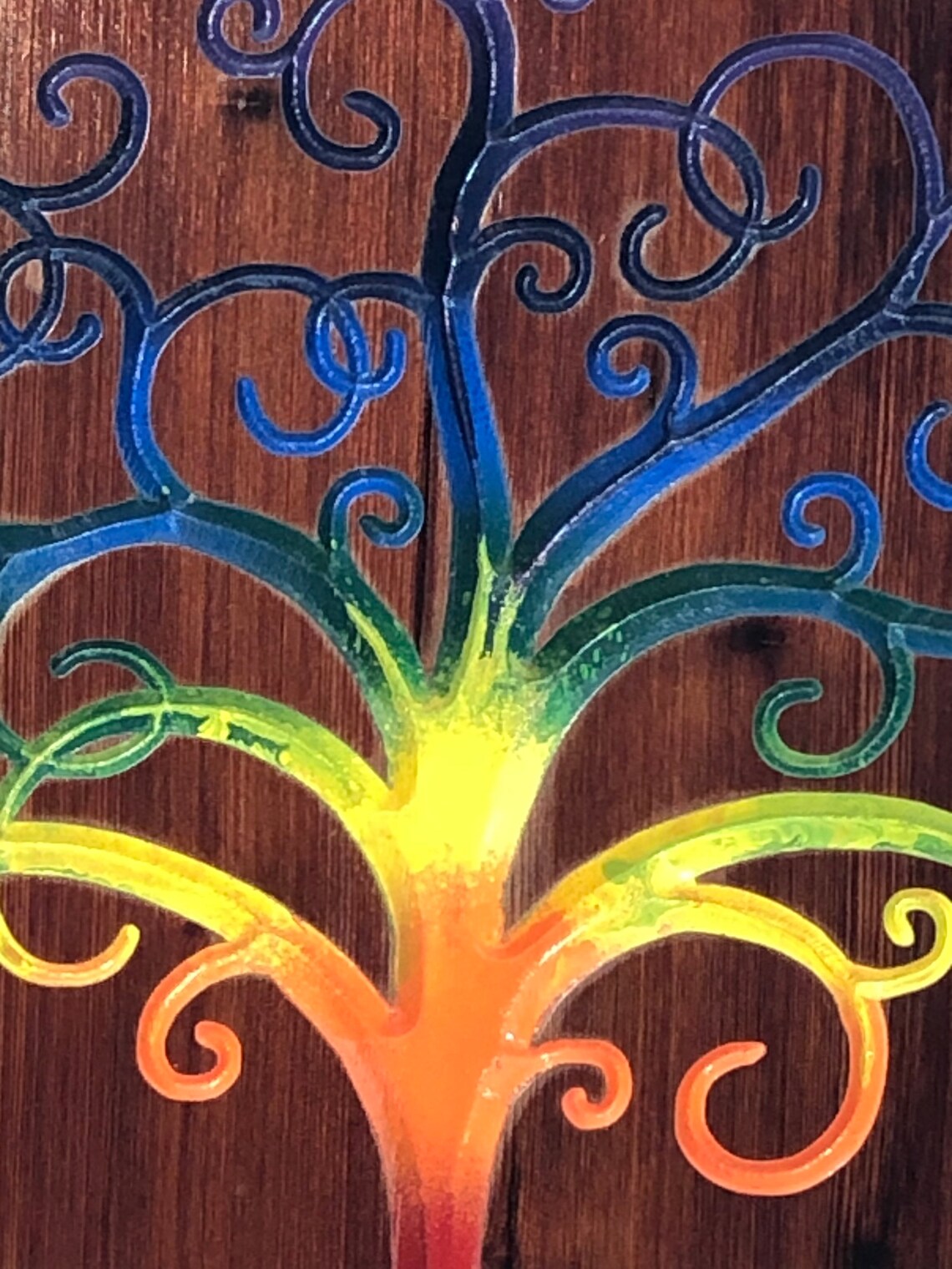 Rainbow Tree of Life Carved Reclaimed Redwood Etsy
