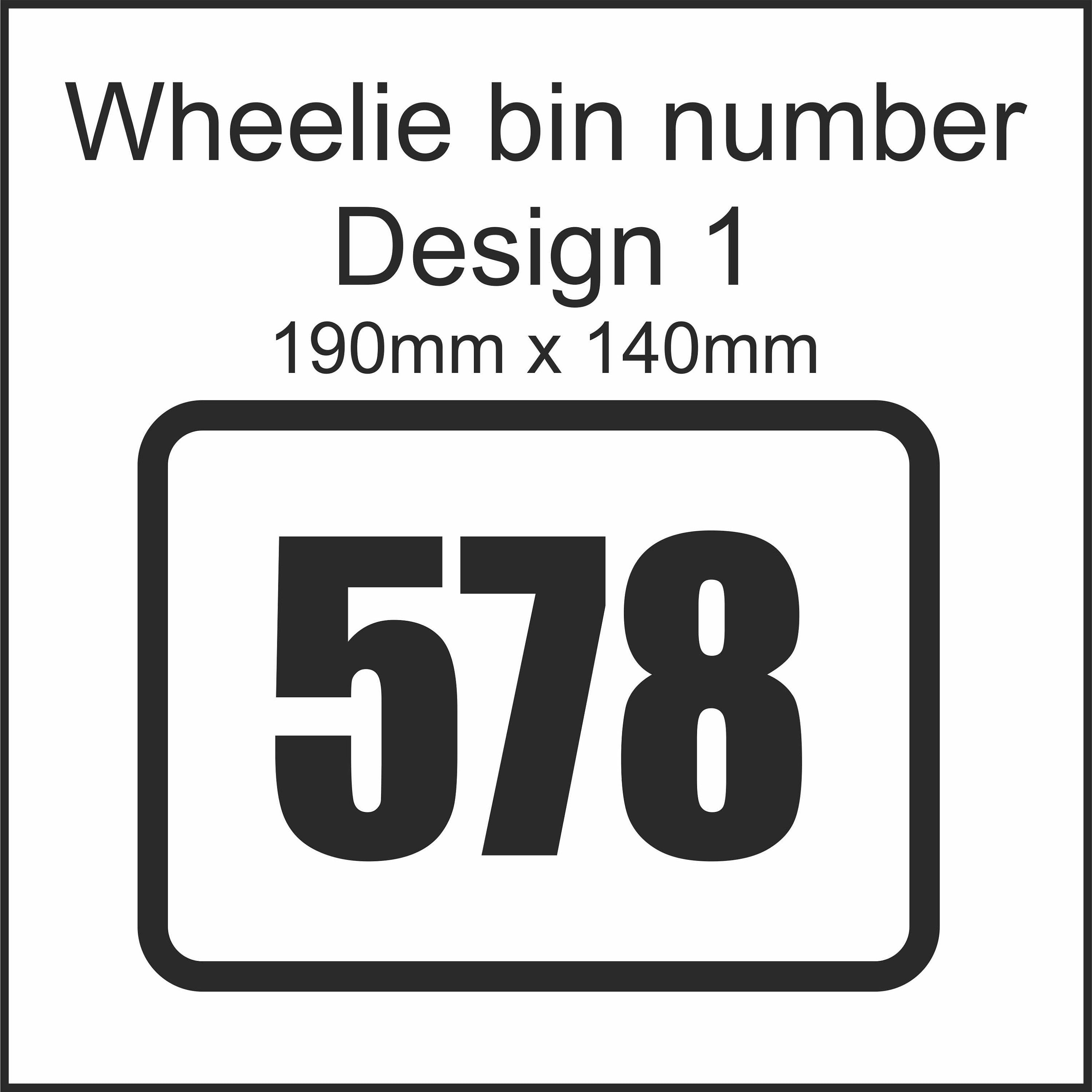 5 x Wheelie Bin Numbers Custom Number/ House Number Vinyl