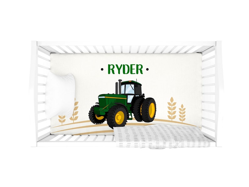 Personalized Fitted Crib Sheet Custom Nursery Stretchy Tractor Etsy
