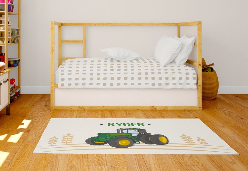 Personalized Tractor Rug Monogrammed Playroom Mat Customized Etsy