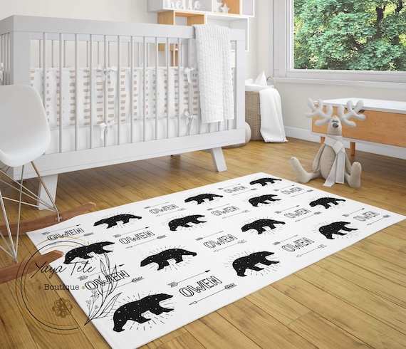 Personalized Black Bear Rug Bears Nursery Decor Monogrammed - Etsy