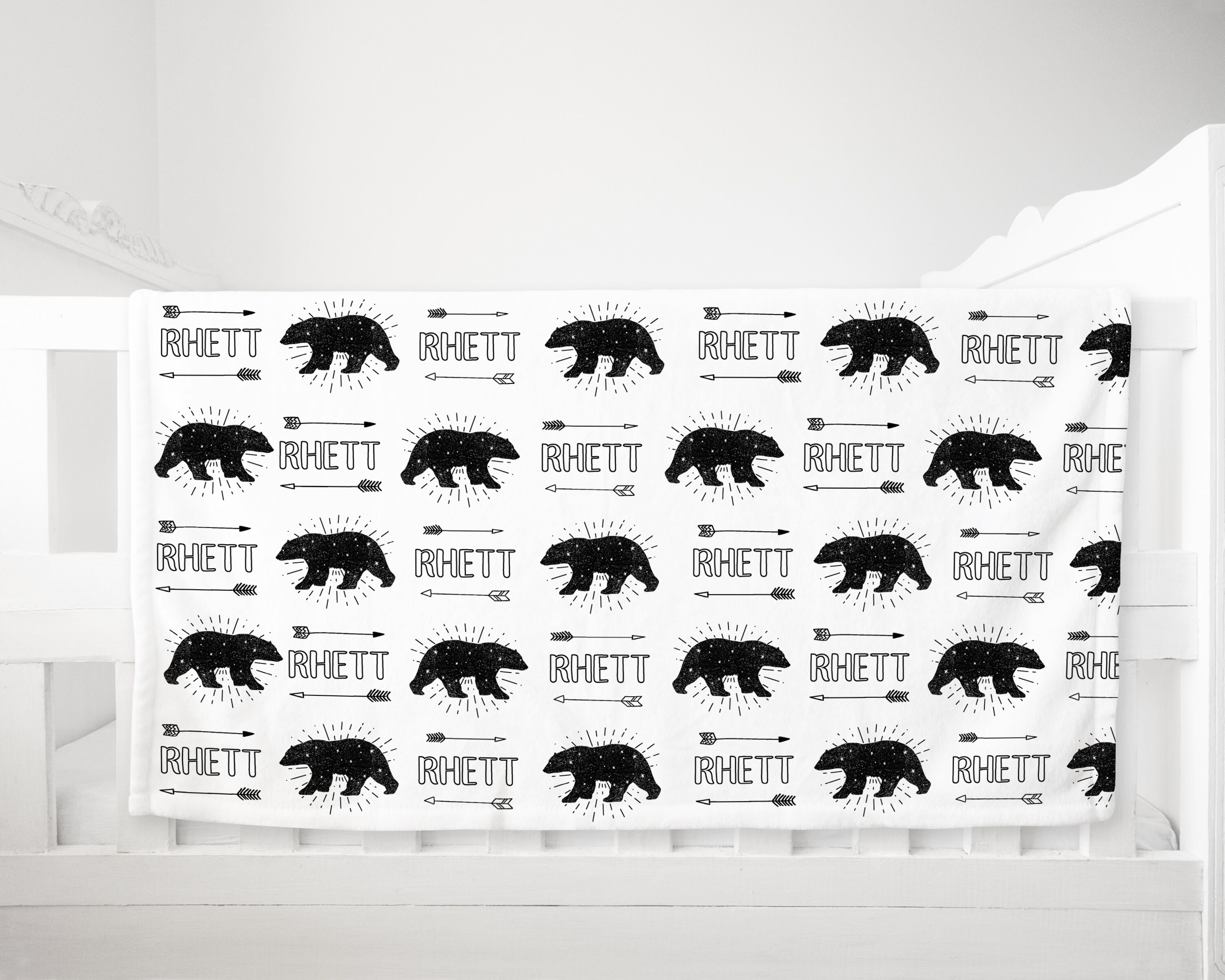 Personalized Black Bear Blanket Customized Baby Blankets Etsy