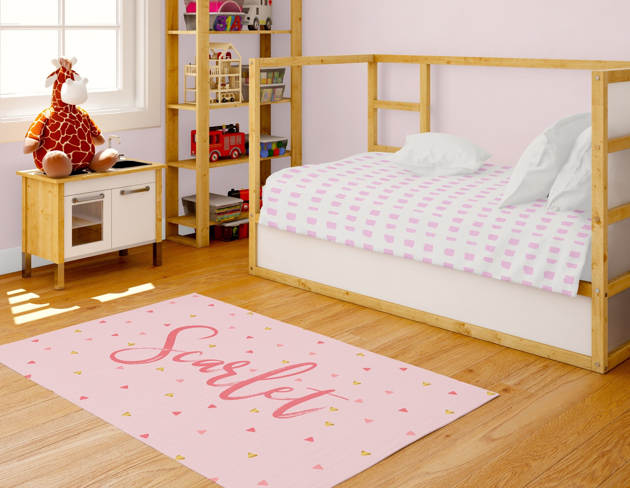 Personalized Round Rug Pink Playroom Rug Customized Nursery Etsy