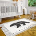 Personalized Indoor Rug, Black Bear Room Decor, Playroom Monogrammed Rug Customized Nursery Carpet, Baby Bedroom Decor Mat, Custom Area Rugs 
