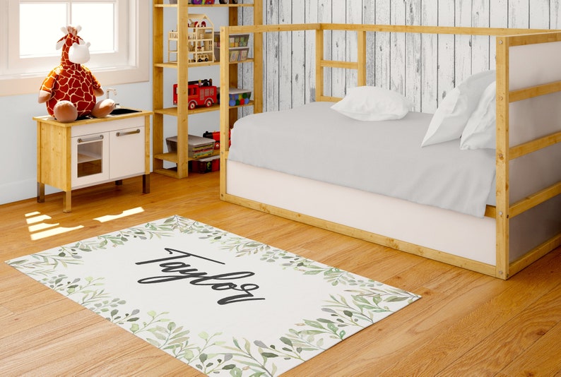 Farmhouse Bedroom Decor Leaves Boho Custom Play Mat Kids Room Rugs Rustic Playroom Rug Personalized Round Rug Customized Nursery Carpet