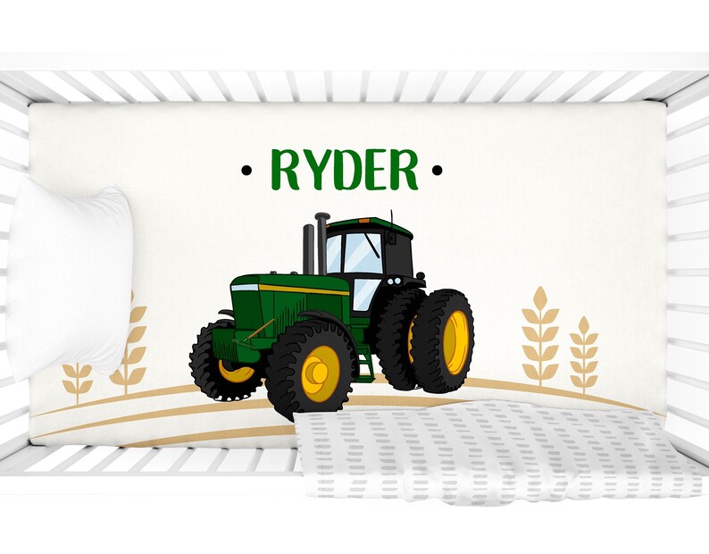 Personalized Fitted Crib Sheet Custom Nursery Stretchy Tractor Etsy