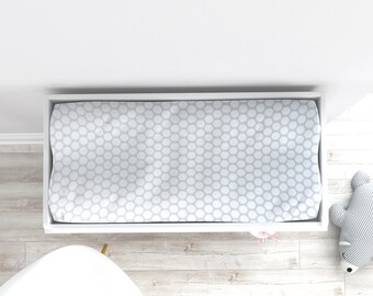 Grey Dots Changing Pad Cover, Diaper Changing Table Pad Cover, Pad Covers Baby Boy or Girl, Stretchy Gray Fitted Pad Cover, Unisex Pad Cover