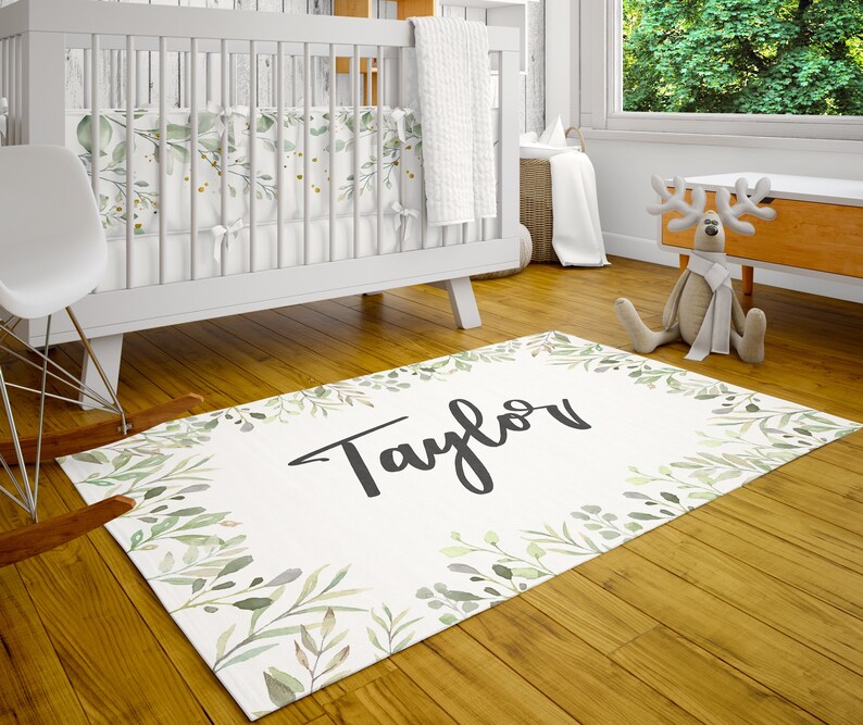 Farmhouse Bedroom Decor Leaves Boho Custom Play Mat Kids Room Rugs Rustic Playroom Rug Personalized Round Rug Customized Nursery Carpet