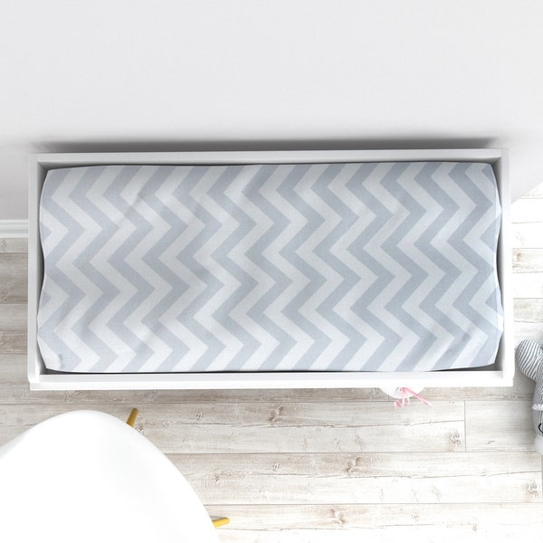 Grey Chevron Changing Pad Cover, Diaper Changing Table Pad Cover, Pad Covers Baby Boy Girl, Stretchy Gray Fitted Pad Cover, Unisex Pad Cover