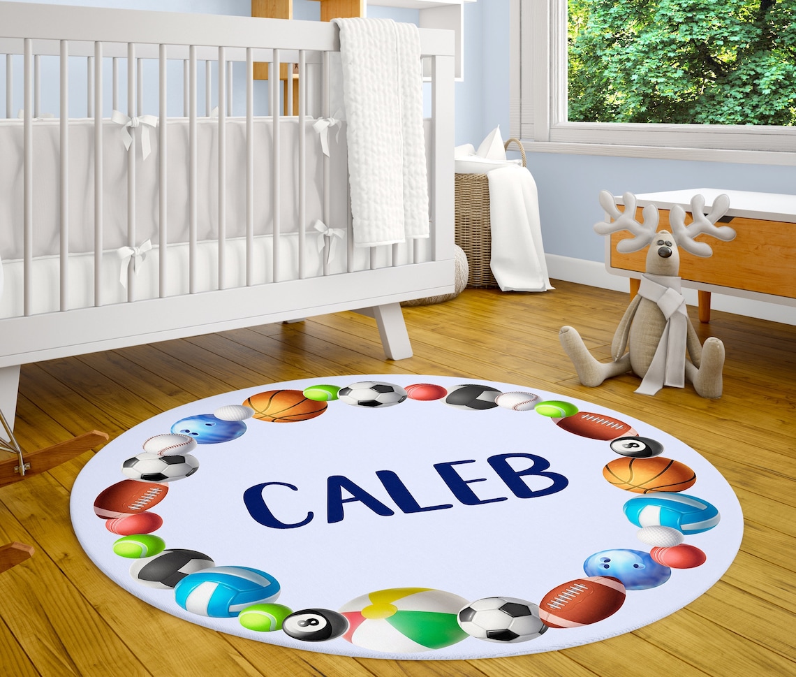 Personalized Round Nursery Rug Customized Kids Rug Etsy