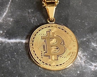 Bitcoin Necklace Chain Charm Pendant Pin Crypto Currency Bitcoin Doge Coin Alt Coin