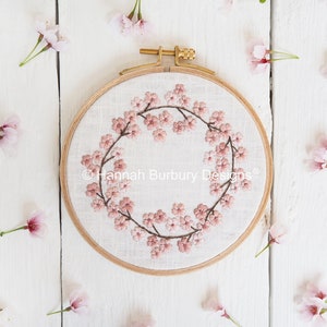 Bonnie Hand Embroidery Kit by Hannah Burbury Designs® - Blossom Flower Wreath - DIY Embroidery Kit - Needlework Kit - Hand Embroidery