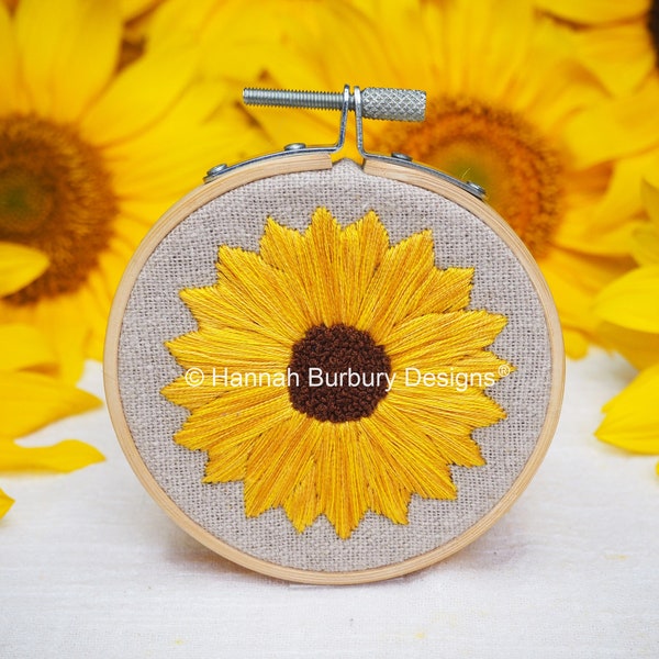 Tillie Hand Embroidery Kit by Hannah Burbury Designs® - Sunflower Design - DIY Embroidery Kit - Needlework Kit - Hand Embroidery