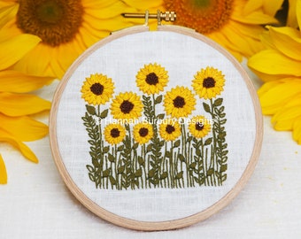 Daphne Hand Embroidery Kit by Hannah Burbury Designs® - Sunflower Design - DIY Embroidery Kit - Needlework Kit - Hand Embroidery