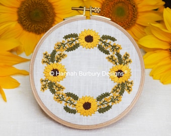 Willow Hand Embroidery Kit by Hannah Burbury Designs® - Sunflower Design - DIY Embroidery Kit - Needlework Kit - Hand Embroidery