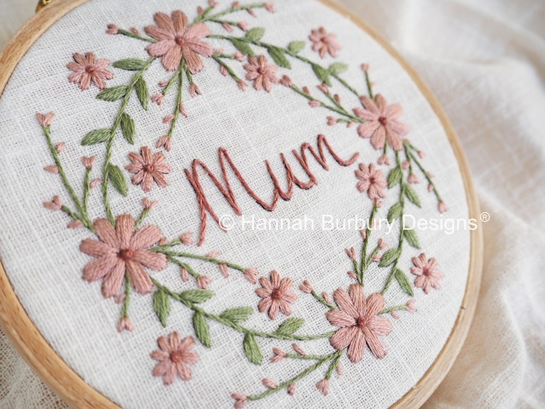 Amelia Hand Embroidery Kit by Hannah Burbury Designs® Wildflower Design DIY Embroidery Kit Needlework Kit Mum Hand Embroidery image 4