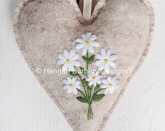 Heidi Hanging Heart Embroidery Kit by Hannah Burbury Designs® - Daisy Design - DIY Embroidery Kit - Needlework Kit - Hand Embroidery