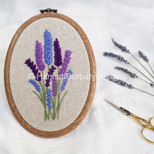 Dilly Hand Embroidery Kit by Hannah Burbury Designs®- Lavender Design - DIY Embroidery Kit - DIY Home Decor - Needlework Kit
