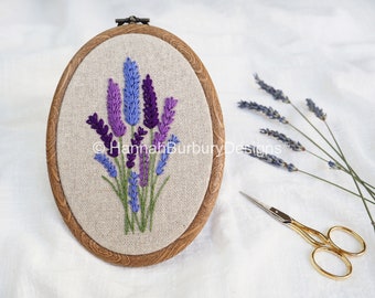 Dilly Hand Embroidery Kit by Hannah Burbury Designs®- Lavender Design - DIY Embroidery Kit - DIY Home Decor - Needlework Kit