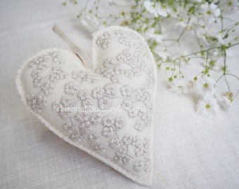 Betsy Heart Hand Embroidery Kit Ivory by Hannah Burbury Designs® - Blossom Flower Design - DIY Embroidery Kit - Needlework Kit