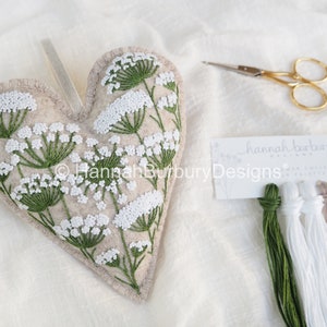Flora Hanging Heart Embroidery Kit by Hannah Burbury Designs® - Wildflower Design - DIY Embroidery Kit - Needlework Kit - Hand Embroidery