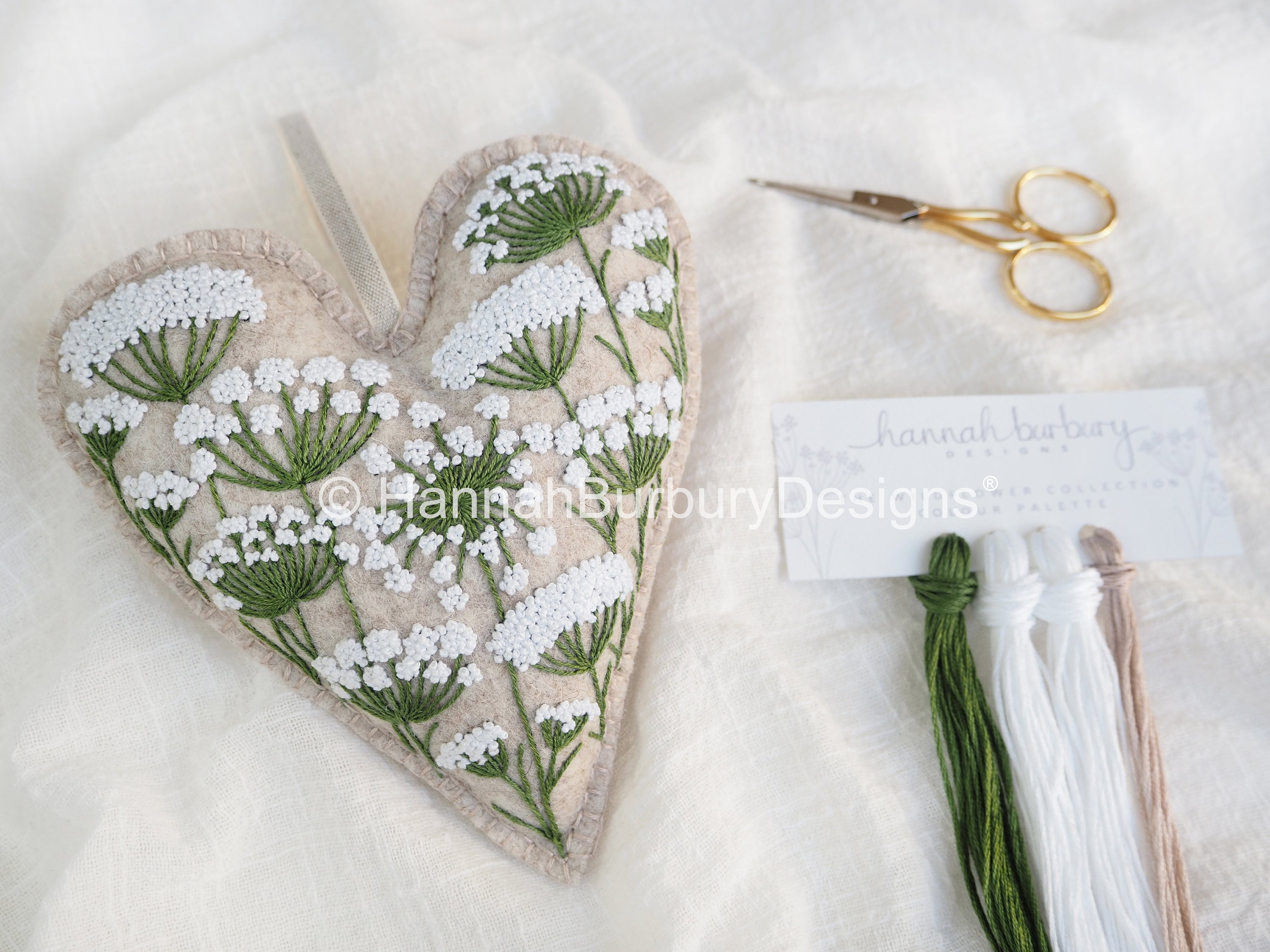 Flora Hanging Heart Embroidery Kit by Hannah Burbury Designs® - Wildflower Design - DIY Embroidery Kit - Needlework Kit - Hand Embroidery