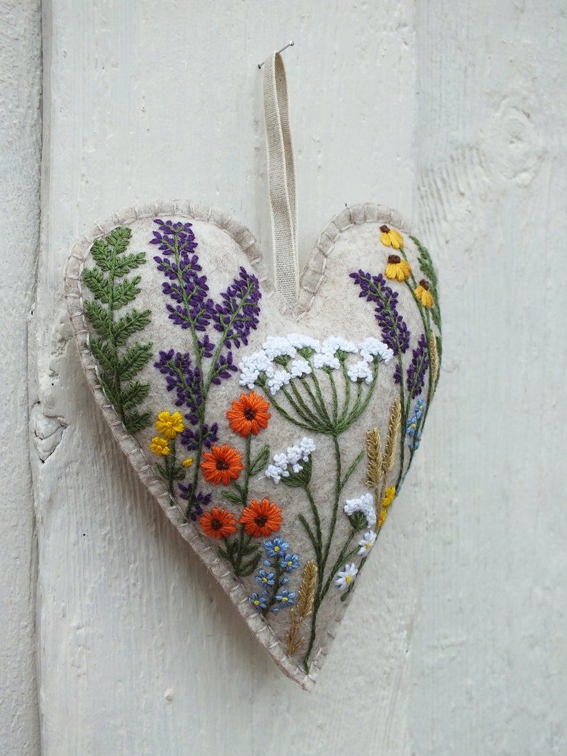 Florence Hanging Heart Embroidery Kit Wildflower Design DIY Etsy