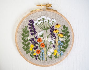 Florence Hand Embroidery Kit by Hannah Burbury Designs® - Wildflower Design - DIY Embroidery Kit - Needlework Kit - Hand Embroidery