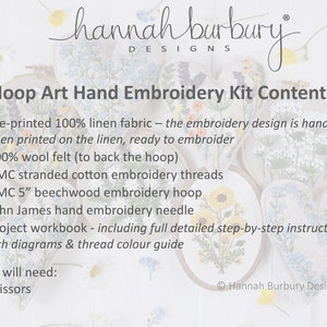 Amelia Hand Embroidery Kit by Hannah Burbury Designs® Wildflower Design DIY Embroidery Kit Needlework Kit Mum Hand Embroidery image 3